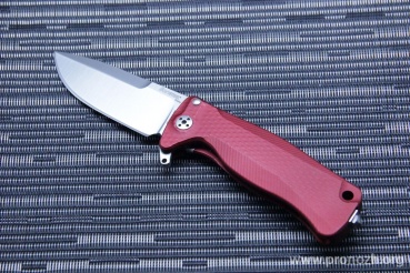 C  Lion Steel SR-22 Mini, Satin Finish  Blade, Red Anodized Aluminum Handle