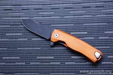 C  Lion Steel ROK, Black DLC-Coated Blade, Orange Solid Aluminum Handle