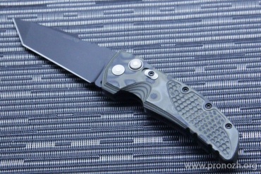    Hogue EX-01 3.5" Tanto Auto, Black  Blade, Green / Gray G-Mascus G10 Handle