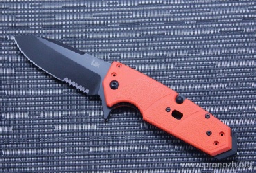   Heckler & Koch by Hogue, Karma  Spear Point Flipper, Black Cerakote Blade, Combo Edge, Orange G10 Handle