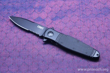   CRKT Bombastic IKBS Flipper, Black Oxide Blade, Combo Edge, Stainless Steel Handle with Black GRN Inlays