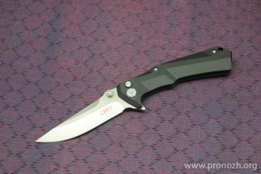  CRKT The Tighe Tac Two Ball Bearing Flipper, Satin Finish Clip Point Blade, Black GRN Handles