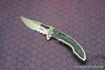  CRKT Fossil IKBS Flipper, Satin Finish Combo Blade, Steel Handle with G10 Inlays