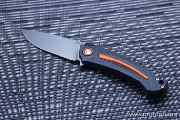   MKM Knives  Arvenis, Stonewashed Blade, Black G-10 Handle with Orange  Aluminium  Inlay